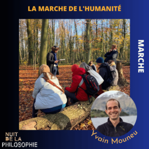 Photographie d'un groupe posé sur une branche d'arbre, accompagné d'une photo d'Yvain Mouneu, l'auteur de l'activité